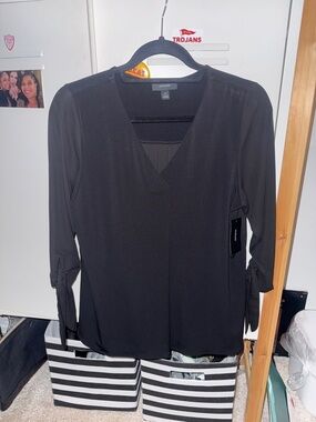 Alfani Black V-Neck Tie-Sleeve Blouse